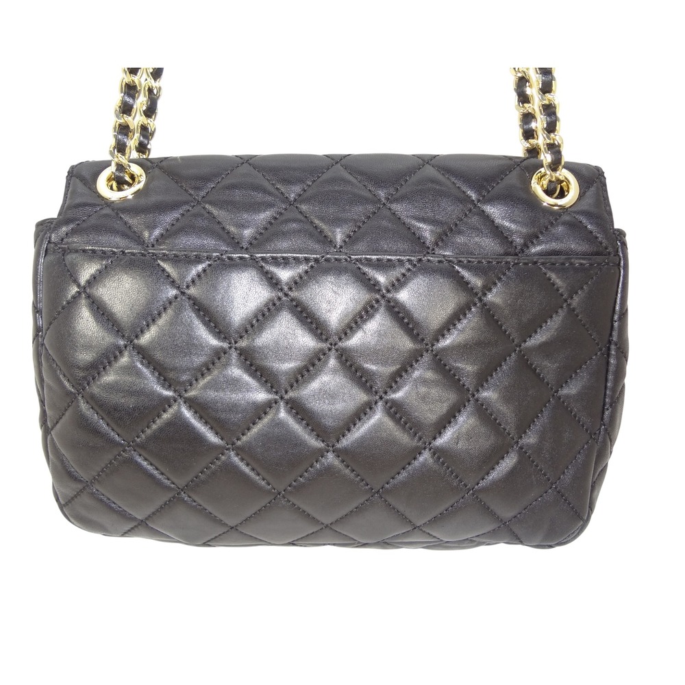 Michael‎ Kors Sloan Black Quilted Lamb Leather Shoulder Bag Crossbody Gold Chain - Picture 2 of 12